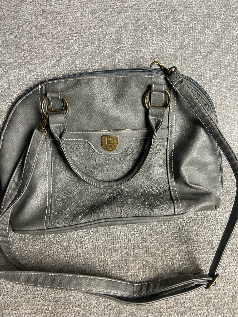 Stone Mountain Accessories Gray Paisley-Embossed Shoulder Satchel